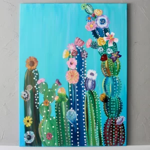 Colored Cactus Blooms Art Print