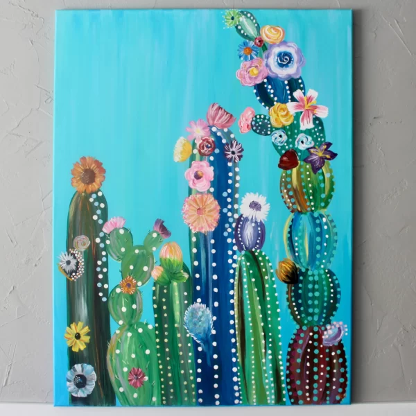 Colored Cactus Blooms Art Print
