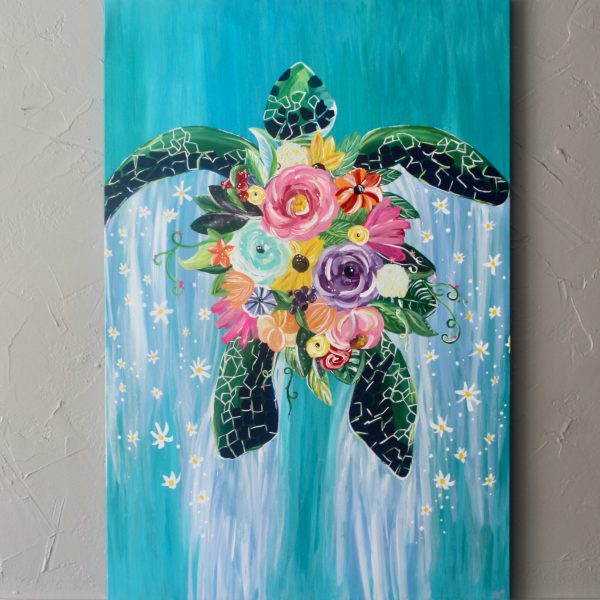 Blooming Sea Turtle Art Print - Image 2