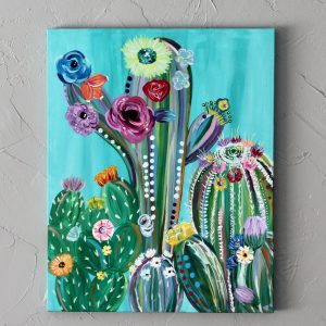 Colored Cactus Blooms Art Print
