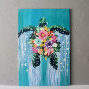 Blooming Sea Turtle Art Print