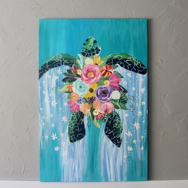 Blooming Sea Turtle Art Print