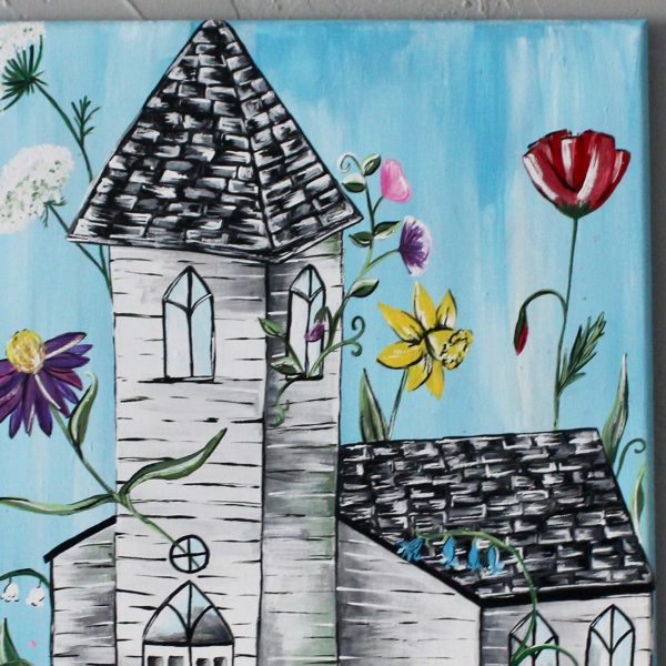 Floral White Church Print - Image 3