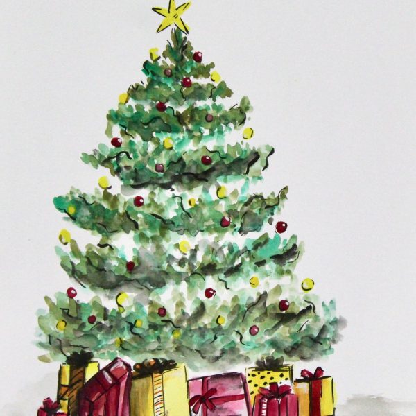 Christmas Tree Watercolor Art Print - Image 2