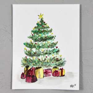 Christmas Tree Watercolor Art Print
