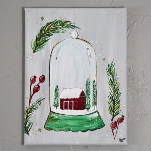 Farmhouse Snow Globe Art Print