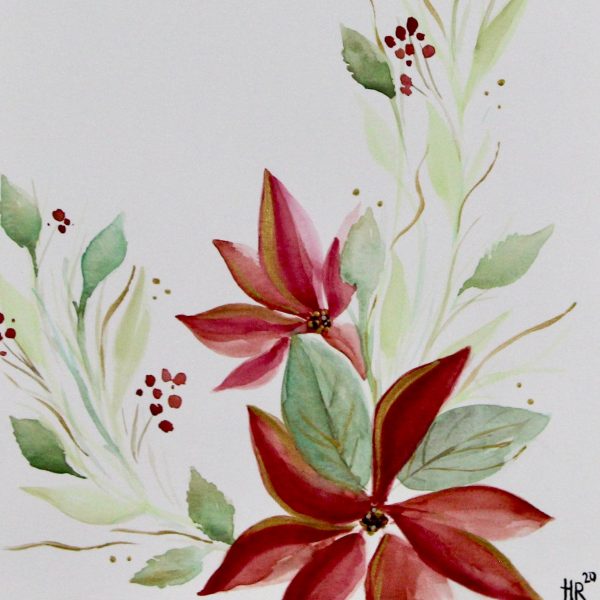 Poinsettia Watercolor Art Print - Image 2