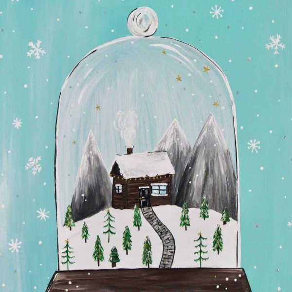 Winter Cabin Snow Globe Art Print - Image 2