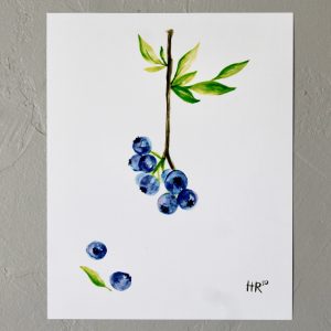 Blueberry Watercolor Print