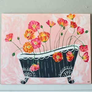 Bathtub Blooms Art Print