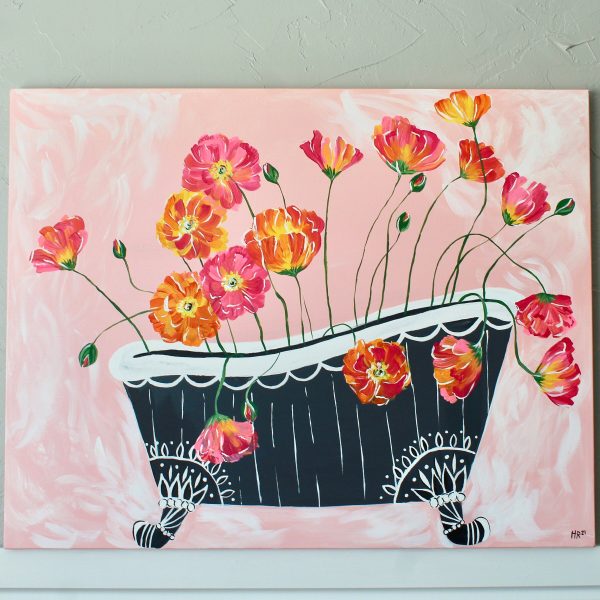 Bathtub Blooms Art Print