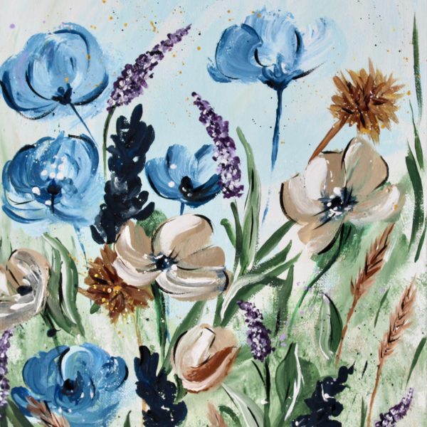 Blue Floral Art Print - Image 2