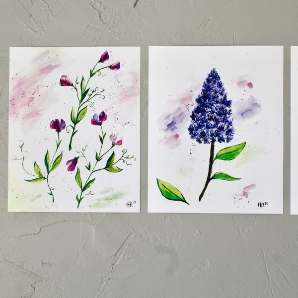 Purple Botanical Watercolor Print Set (4) - Image 2