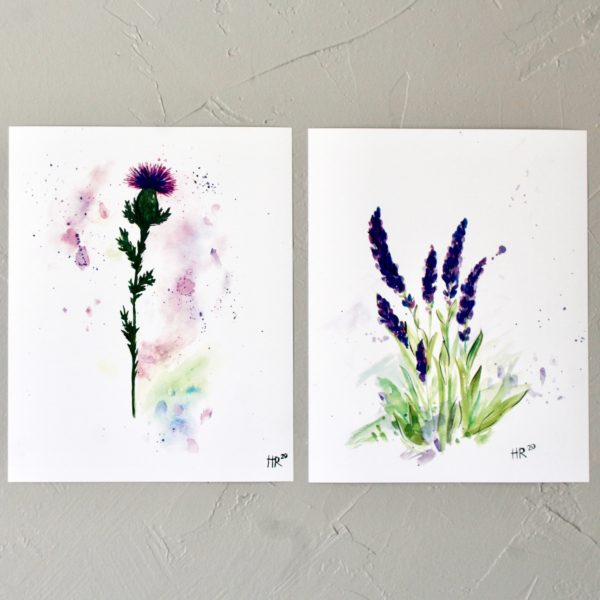 Purple Botanical Watercolor Print Set (4) - Image 3