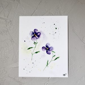 Purple Pansies Watercolor Print