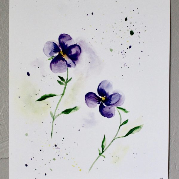 Purple Pansies Watercolor Print - Image 2