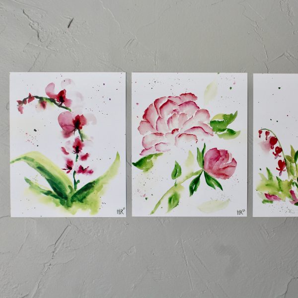Pink Botanical Watercolor Print Set (3) - Image 2