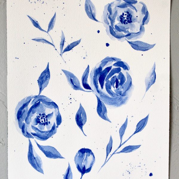 Blue and White Floral Watercolor Print - Image 2