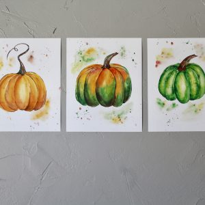 Fall Pumpkin Watercolor Print Set (3)