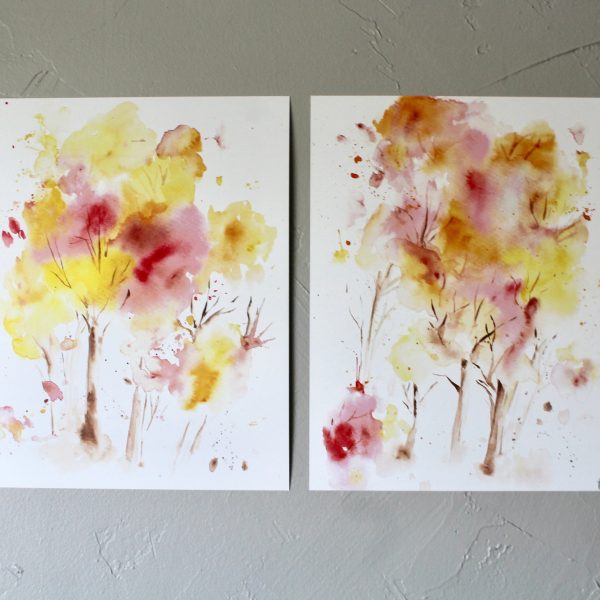 Fall Trees Watercolor Print Set (2) - Image 2