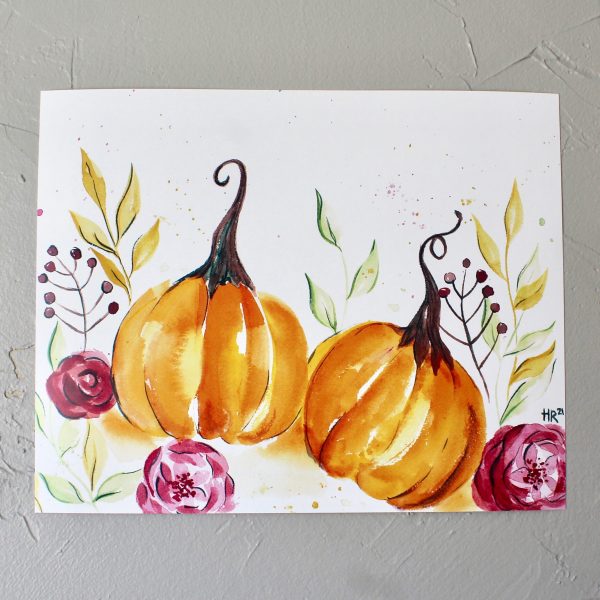 Fall Pumpkin Watercolor Art Print - Image 2
