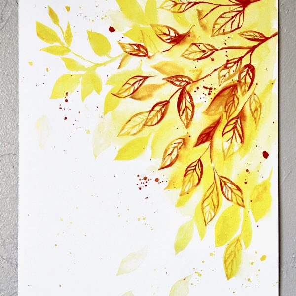 Autumn Leaf Watercolor Art Print - Image 2
