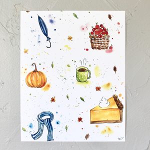 Autumn Essentials Watercolor Art Print
