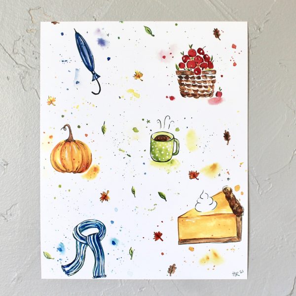 Autumn Essentials Watercolor Art Print