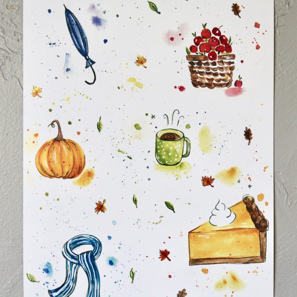 Autumn Essentials Watercolor Art Print - Image 2