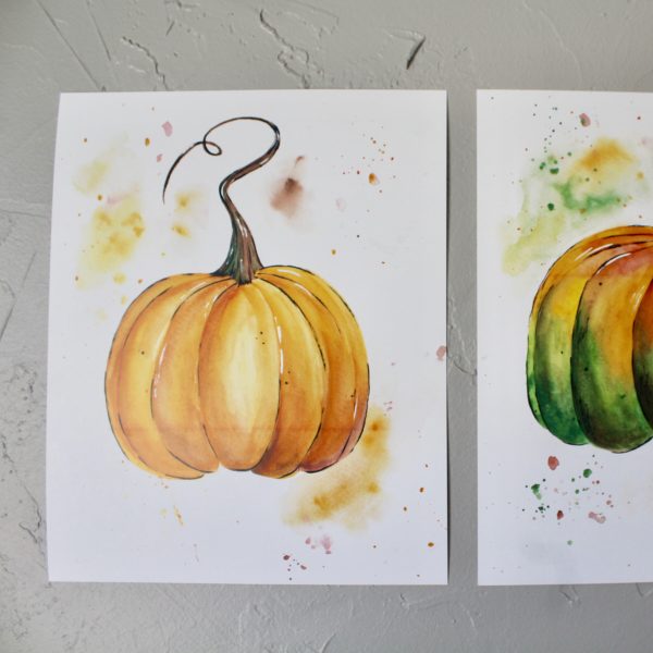 Fall Pumpkin Watercolor Print Set (3) - Image 2
