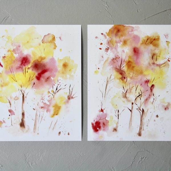 Fall Trees Watercolor Print Set (2)