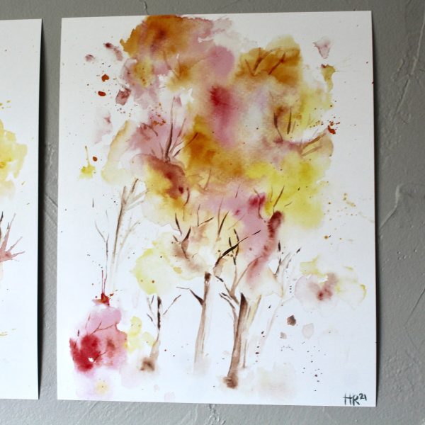 Fall Trees Watercolor Print Set (2) - Image 3