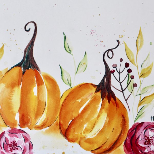 Fall Pumpkin Watercolor Art Print - Image 3