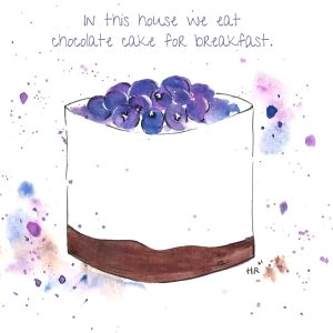 Chocolate Cake for Breakfast Watercolor Print