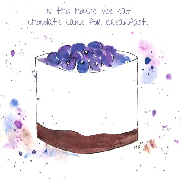 Chocolate Cake for Breakfast Watercolor Print