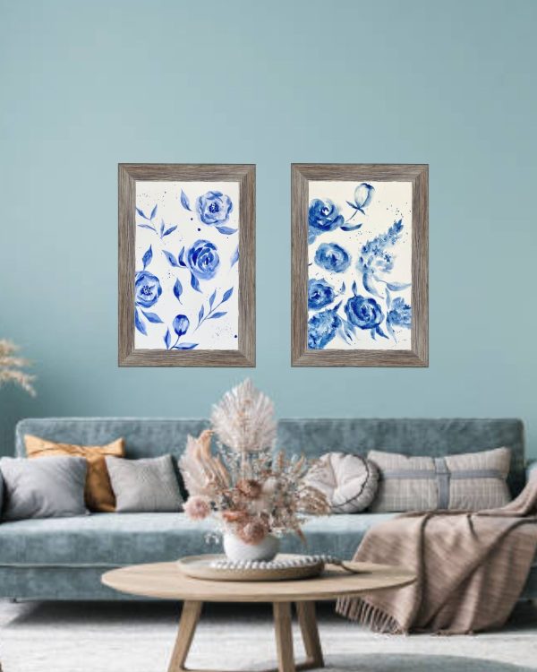 Blue and White Floral Watercolor Print - Image 3