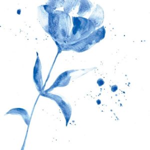 Simple Blue and White Floral Watercolor Print Set (3)