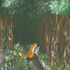 Bluebell Forest Fox Art Print