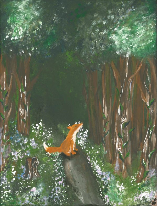 Bluebell Forest Fox Art Print
