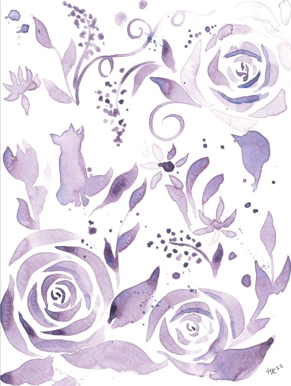 Purple Forest Rose Watercolor Print