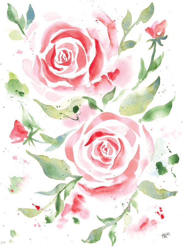 Garden Roses Watercolor Print