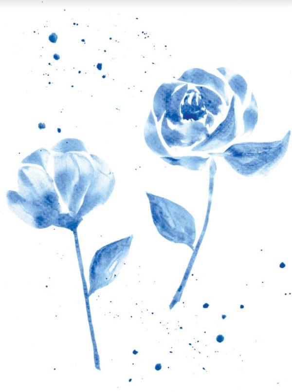 Simple Blue and White Floral Watercolor Print Set (3) - Image 3