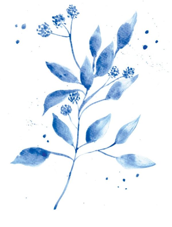 Simple Blue and White Floral Watercolor Print Set (3) - Image 2