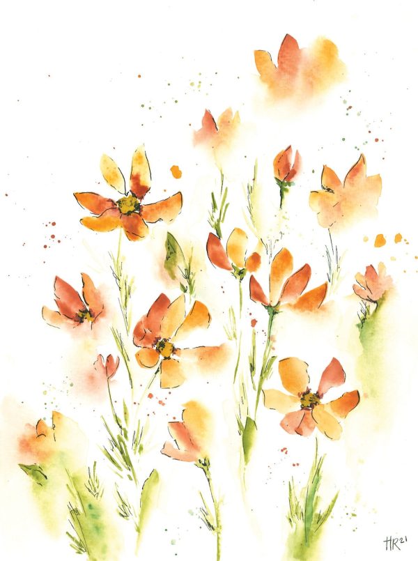 Summer Daisies Watercolor Print