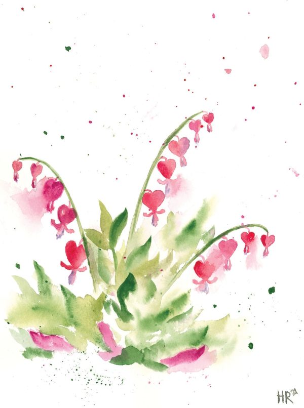 Bleeding Hearts Watercolor Print